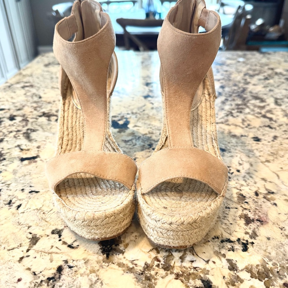 Kenneth Cole Tan Espadrille Ankle Strap Sandals